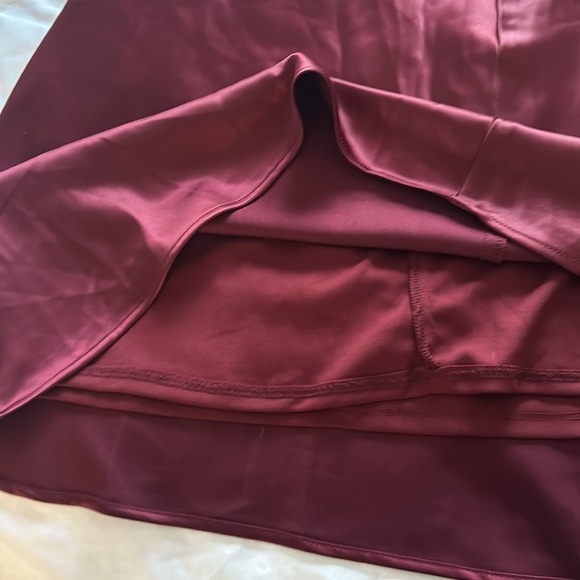 Lulus NWOT Icon Update Burgundy Pink Satin Color Block Knotted Halter Midi Dress - Picture 12 of 15